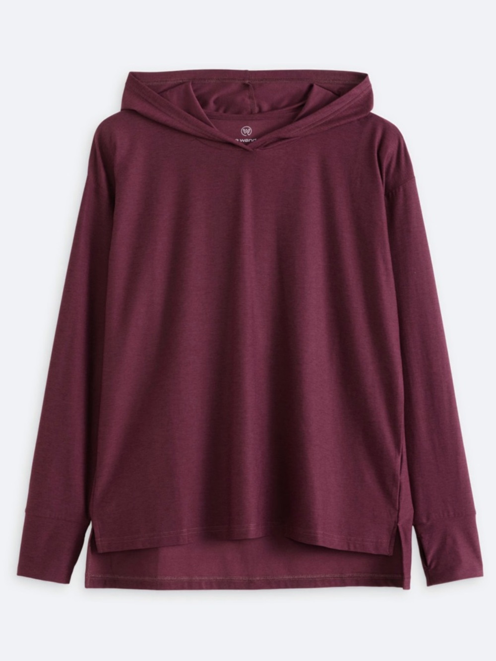 We Wander dark purple maroon weflex long sleeve shirt hoodie